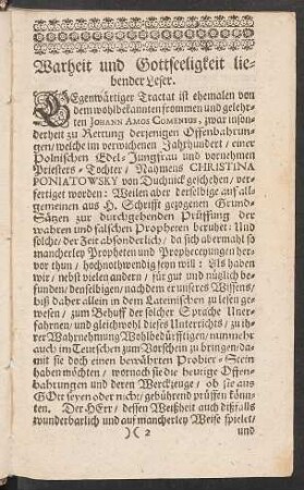 Wahrheit und Gottseeligkeit liebender Leser