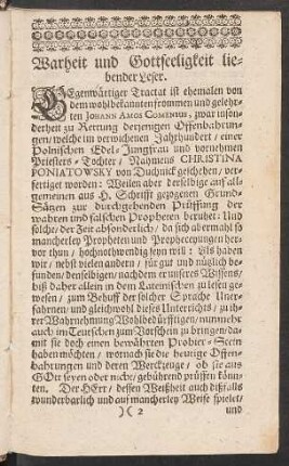 Wahrheit und Gottseeligkeit liebender Leser
