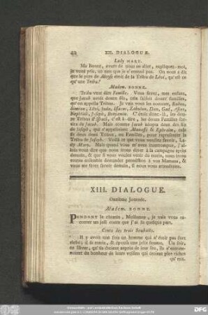 XIII. Dialogue. Onzième Journée.