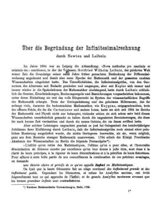 Über die Begründung der Infinitesimalrechnung durch Newton und Leibnitz.