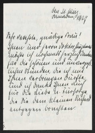 Brief von Lilly Bechtle an Margarete Hauptmann