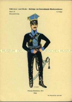 Uniformdarstellung, Gemeiner der Ulanen-Eskadron, Herzogtum Braunschweig, 1815.