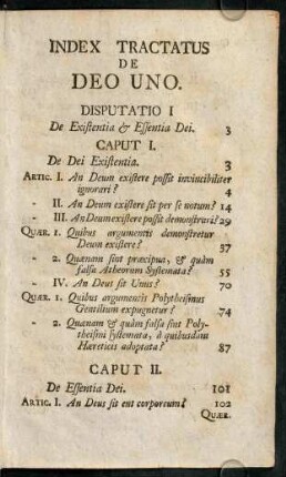 Index tractatus de deo uno.