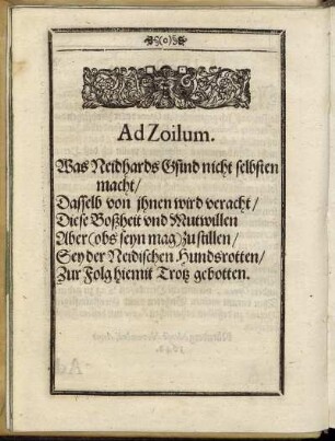 Ad Zoilum.