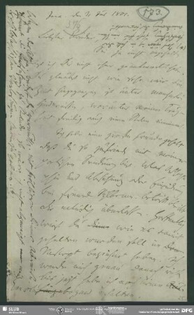 Eigenh. Brief von Friedrich von Schlegel an August Wilhelm von Schlegel, Jena, 31.07.1801