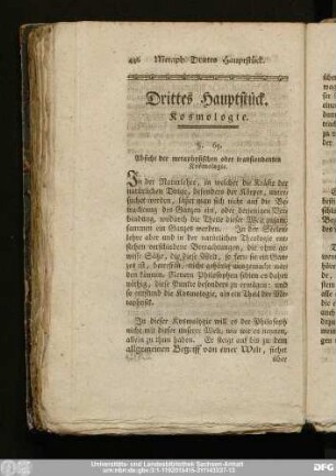 Drittes Hauptstück. Kosmologie.