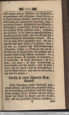 Geräth in einen schweren Buß-Kampff