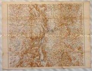 Topographische Karte der Gegend um Metz, wohl als Schauplatz des Deutsch-Französischen Kriegs