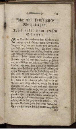 Acht und funfzigstes Abschnittgen. Tobis findet einen grossen Gönner.