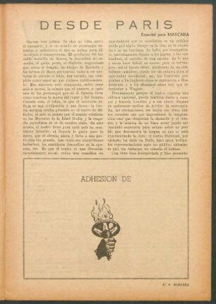Desde París : Especial para "Máscara"