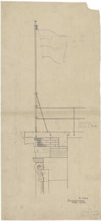 Döllgast, Hans; München; Alte Pinakothek, Wiederaufbau - Gesims (Schnitt)