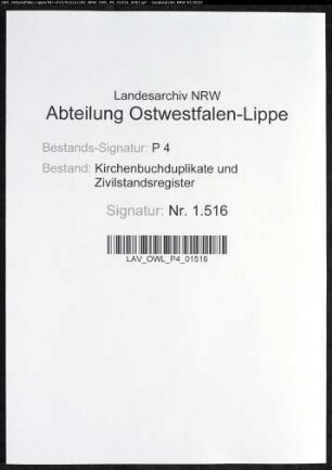 Kirchenbuchduplikate der katholischen Gemeinde (GHT 1818). (Gemeinde: Benninghausen, katholische Gemeinde)