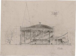 Gsaenger, Gustav; München, Sendlinger Tor Platz; Ev. Kirche St. Matthäus - Vorprojekt (Längsschnitt)