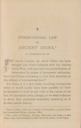 V. International law in ancient China