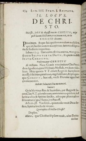 II. Locus. De Christo.