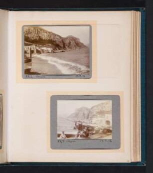 Fotoalbum einer Italienreise von Vendig bis Neapel : Albumseite 33 mit zwei Fotografien von Capri (Küste)
