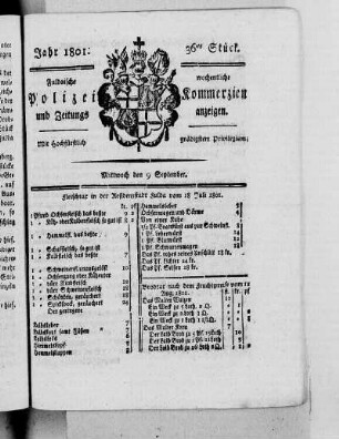 36tes Stück, Ausgabe vom 9. September 1801