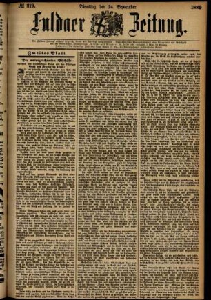 Zweite Ausgabe vom Dienstag, den 24. September 1889.