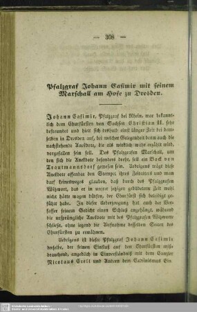 Pfalzgraf Johann Casimir mit seinem Marschall am Hofe zu Dresden
