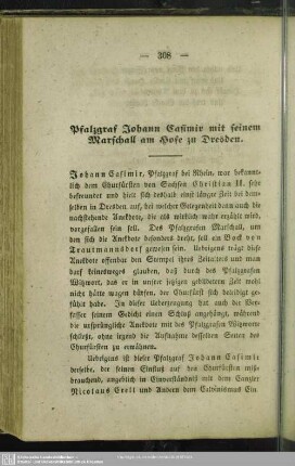 Pfalzgraf Johann Casimir mit seinem Marschall am Hofe zu Dresden