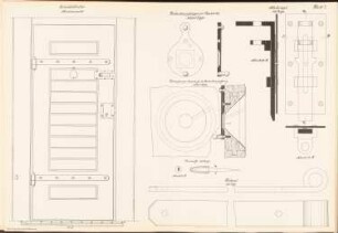 Einzelzellentür: Ansicht, Details 1:5 (aus: Musterzeichnungen f. d. Ausbau v. Gefängnissen in Preußen, bearb.im Ministerium d. öffentl. Arbeit, 1912)