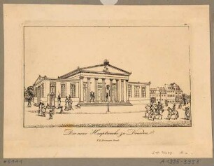 Die Altstädtische Hauptwache (Schinkelwache) in Dresden, 1832 gebaut, Blick nach Nordwesten