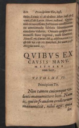 Quibus excausis manumittere non licet, Titulus VI.