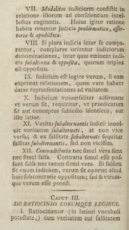 Caput III. De ratiociniis eorumque legibus.