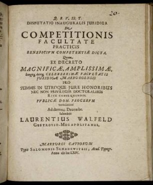 Disputatio Inauguralis Iuridica De Competitionis Facultate Practicis Beneficium Competentiae Dicta