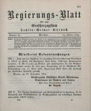 92. Ministerial-Bekanntmachung, den Wechsel in der Hauptagentur der Deutschen Lebens-Versicherungs-Gesellschaft in Lübeck betreffend