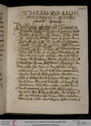 Paracelsus, ‘Thesaurus alchimistarum’, dt.
