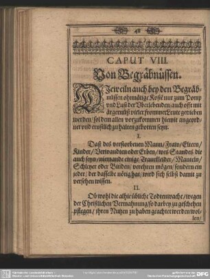 Caput VIII. Von Begräbnüssen