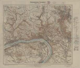 Karte des Basteigebietes in der Sächsischen Schweiz, 1:10 000, mehrfarb., 1924 : Sächsische Schweiz : Bastei-Gebiet / herausgegeben vom Reichsamt für Landesaufnahme, Landesaufnahme Sachsen. - 1:10 000. - Dresden : Kaufmann [in Komm.] , 1924. - 1 Kt. : mehrfarb. ; 64 x 55 cm