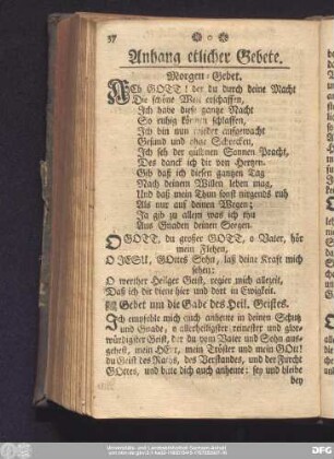 Anhang etlicher Gebete.
