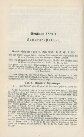 Abschnitt XXVIII. Gewerbe-Polizei