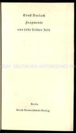 Frühe Erzählungen von Ernst Barlach