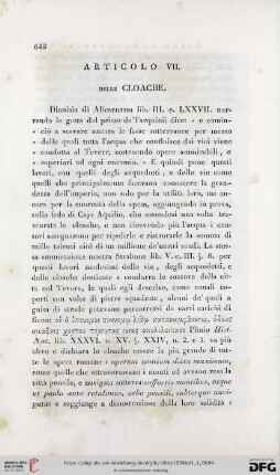 Articolo VII. Delle Cloache