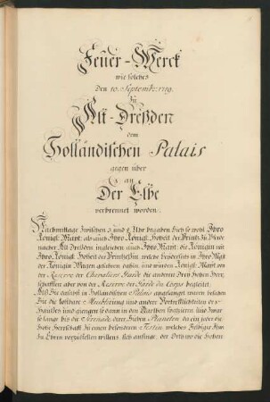Feuer-Werck zu Alt-Dresden (10. Sept.)