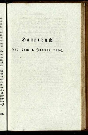 Hauptbuch seit dem 1. Januar 1796.