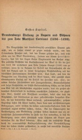 Erstes Kapitel. Brandenburgs Stellung zu Ungarn und Böhmen bis zum Tode Matthias Corvinus (1486-1490)