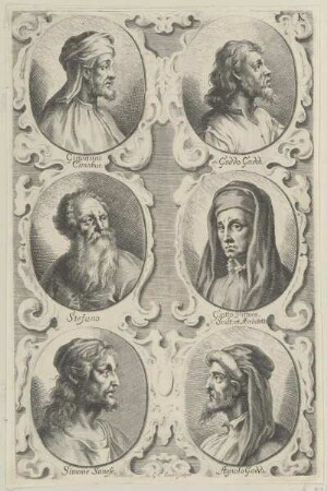 Gruppenbild von Giovanni Cimabue, Gaddo Gaddi, Stefano, Giotto, Somone Sanese und Agnolo Gaddi