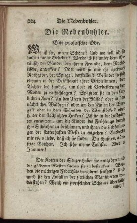 Die Nebenbuhler, Eine prosaische Ode.