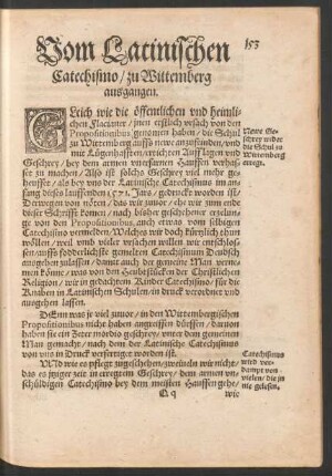 Vom Latinischen Catechismo/ zu Wittemberg ausgangen.