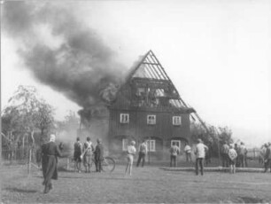 Türchau. Brand eines Wohnstallhauses