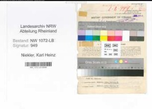 Entnazifizierung Karl Heinz Niekler , geb. 05.10.1913 (Beamter)