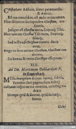 XLII. Ad Dn. Martinum Gebhardum