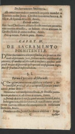 Caput IV. De Sacramento Poenitentiae.