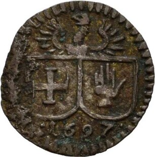 Einseitiger Pfennig der Reichsstadt Schwäbisch Hall, 1697