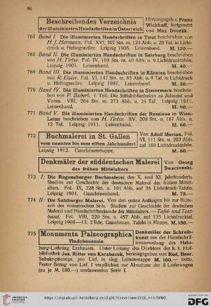 Beschreibendes Verzeichnis der illuminierten Handschriften in Österreich - Monumenta Palaeographica Vindobonensia (Nr. 767 - 775)