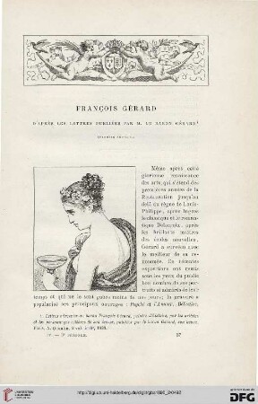 3. Pér. 4.1890: François Gérard, 1 : d'apres les lettres publiées par M. le Baron Gérard